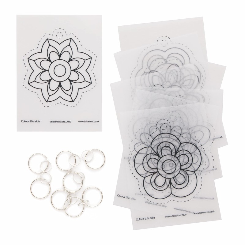 Baker Ross Flower Super Shrink Keyrings - Pack of 8,