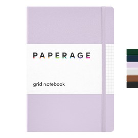 PAPERAGE Graph Paper Notebook (Lavender), 160 Pages, Medium 5.6 inches x 8 inches, 100 GSM Thick Paper, Hardcover, Grid Notebook & Journal