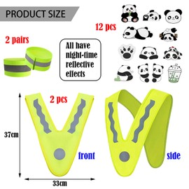 BDSHUNBF 2 PCS Reflective Vest Running Gear, 4 Pack Reflector Elastic Armbands Safety, Highly Visible Reflective Belt for Night Running, Dog Walking, Jogging, Cycling, for Women Men Kids