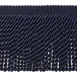 DÉCOPRO 6" (15cm) Basic Solid Collection Traditional Satiny Bullion Fringe Trim (Style# BFS6) Dark Navy Blue #J3 (Dark Blue) 5 Yard Value Pack (4.5m/15 ft)