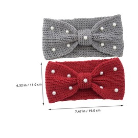 BESPORTBLE 2pcs Wide Knit Headbands for Women Vintage Pearl Crochet Turban Bowknot Hair Wraps Warm Ear Headbands for Cold Weather Durable Knit Scarf for Stylish Outfits