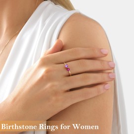 JSJOY Birthday Gifts for Women,Birthstone Rings for Women Gold Rings with Ruby Aquamarine Adjustable July Birthstone Jewelry for Mom Wife Aunt Anniversary Wedding Birthday Christmas Stocking Stuffers