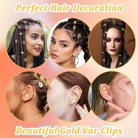 Tyqour 48pcs Hair Jewelry For Braids Accessories Metal Hair Cuffs Adjustable Hair Clips For Braids Hair Rings Hair Jewels Loc Accessories For Black Women Men Dreadlock Accessories