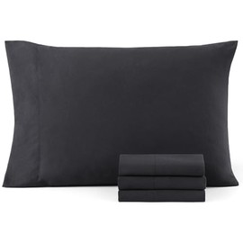 Casa Platino Pillow Cases 4 Pack - 50x90 cm King Size - Pre-Washed Brushed Microfiber with Envelope Closure – Soft and Wrinkle-Free - Black