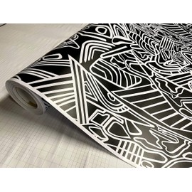 Sky Auto INC Black & White Lines Pattern Matte Vinyl Car Wrap Film Sheet + Free Tools (2ft and Up) (4FT x 5FT / 48" x 60")