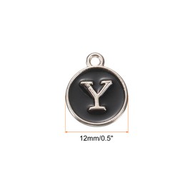 MECCANIXITY Alphabet A-Z Enamel Letter Charm Jewelry Charm Enamel Initial Charm Silver White Pendant Charm for Jewelry Making, Bracelet, Craft, Pack of 26