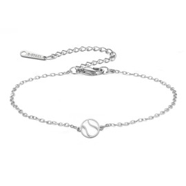 LIKGREAT Adjustable Tennis Ball Bracelet for Women Stainless Steel Minimalist Sports Jewelry (silver)