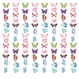 U-Vathing 8 Piece Butterfly Paper Garland, 3D Butterfly Hanging Garland, Butterfly Paper Cutouts Banner, Party Decorations (Butterfly)