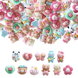 Spring Slime Charms Cute Set,Slime Charms Bulk Mixed Flatback 3D Resin Charms Set Ornament for DIY Resin Jewelry Making Scrapbooking Hairpin Decors,40 Pcs (Mixedcolor)