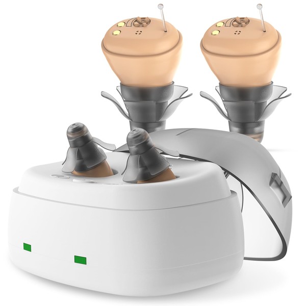YorkSound Rechargeable CIC Hearing Aids for Seniors with Noise Cancellation,