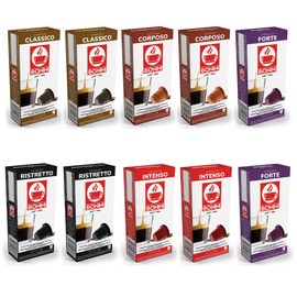 Bonini Coffee Pods, Nespresso Compatible Intense Variety 10 Packs Coffee Pods, Blends Inc. Ristretto, Intenso, Forte, Corposo, Classico. Each Pack 10 Pods Total 100 Pods