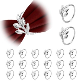 JVHLOV 20PCS Napkin Rings, Metal Napkin Buckles, for Harvest, Thanksgiving, Wedding, Dinner, Party, Banquet, Table Setting Serviette Ring Holder, Dining Table Decoration (Silver, One Size)