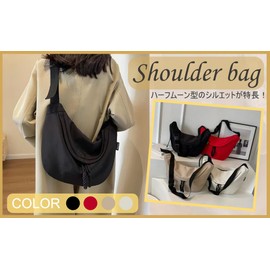 rirka Lilica Shoulder Hobo Body Tote Bag, Crescent Moon Shape, Half Moon, Dumplings, Crossbody Hanging, One Shoulder Bag, For Work, School, Travel, Lightweight Bag, red