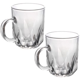Sizikato 2pcs Clear Glass Drinking Cup with Handle, 8 Oz Teacup Coffee Cup