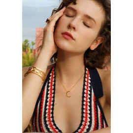 S.Leaf Cat Moon Necklace Cat Jewelry for Women Cat Gifts for Cat Lovers Cat Lover Gifts for Women Cat Lady Gifts Sterling Silver Cat Pendant Collarbone Necklace Cat Memorial Gifts (Moon_Gold)