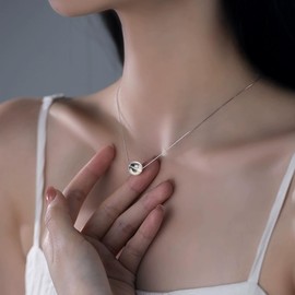 Erliway Clear Quartz Crystal Pendant Necklace for Women 925 Sterling Silver Chain Necklace with 10mm A+ Grade Premium Crystal Bead 18'' Adjustable Length Healing Choker Necklace Jewelry