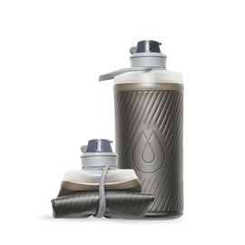 Hydrapak Flux - Collapsible Backpacking Water Bottle (1 Liter) - BPA Free, Ultra Light, Spill-Proof Twist Cap - Mammoth Grey