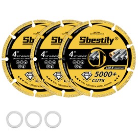 Sbestily Diamond Cutting Wheel 4 1/2 x 7/8 Inch for Metal, Cut Off Wheels with 5000+ Cuts on Rebar, Steel, Iron and INOX, Angle Grinder Attachment Cutting Blades (3PCS)