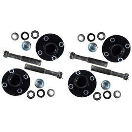 Stevens Lake Parts (4 Pack) Trailer Axle Kits with 4 on 4" Bolt Idler 1" Hub & Round BT8 Spindles
