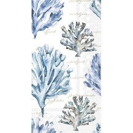 Toallas de mano desechables, papel decorativo para invitados para baño o servilletas de papel, servilletas de cena, decoración de baño azul coral paquete 32