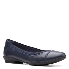 Clarks Sara - Zapatos Planos de Ballet para Mujer, Cuero Azul Marino, 22.5