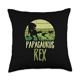 Best Dad Pillows Husband Birthday Fathers Day Gift Papasaurus Trex Funny Fathers Day Dinosaur Dad Daddy Men Throw Pillow, 18x18, Multicolor