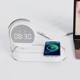 OTXKOO 3 in1 Wireless Charger with Digital Clocks and Night Lights