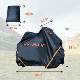 Hyperax 600D Oxford Heavy-Duty Transportation Bike Cover – Waterproof PU, lock-access grommets, reflective handles & straps, plus carry bag. Fits bikes up to 240×145×105 cm