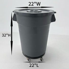 32 Gallon Outdoor Trash Can with Lid and Wheel, Sturdy Handle Rolling Trash Can for Outdoor, Garage, Backyard and Patio