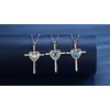 FANCIME Aquamarine Cross Necklace For Women Sterling Silver Birthstone Necklace