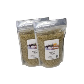 Bath Salts | 1lb Bag (16 oz.) | Sandalwood Scent | Epsom Salt | Sea Salt | Bathing | Body Care | Beauty | Relaxation | Spa | Pedicure | Manicure ((2) 1lb Bags)