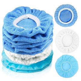 9-10 inch Car Polishing Pad, 220-240mm Car Polisher Pads Buffing Cover Kit 10Pcs for Car Sanding, Polishing, Waxing, Sealing Glaze, Microfiber Synthetic Fleece Buffer Polisher Bonnet for Polisher