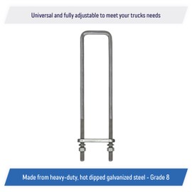 18" Square U-Bolt Kit with 1/2" x 4-1/4" Tie Bars & Hardware, 5/8" Diameter - Grade 8, Hot Dip Galvanized (4 Pack)