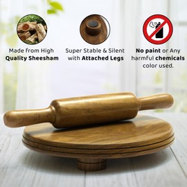Sheesham Wooden Chakla Belan | Wooden Rolling Pin & Board Set | Chakla Belan for Kitchen | Chakla 10 in & Belan 12 in