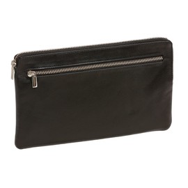 LEAS Urban Connection Document Bank Statement Wallet Bank Bag Finest Cowhide Leather Black, black, Classic