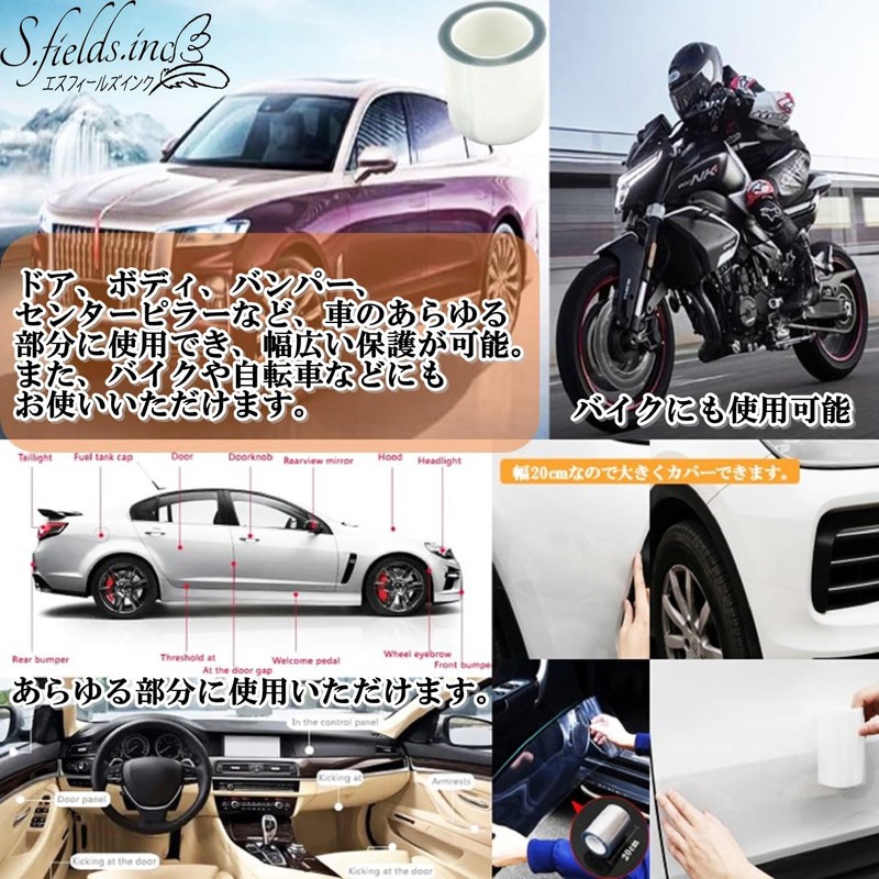 S.fields.inc Car Anti-Scratch Tape Transparent PVC Door Body Protection Car