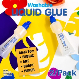 BAZIC Washable Stationery Clear Glue Pen 3.38 Oz. (100 mL), Liquid Clear Glues Adhesive, for Art Crafts Project for School Home (2/Pack), 1-Pack