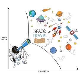 BEBOAN Wall Sticker for Children's Room Boys Space Astronaut Wall Sticker for Baby Room Children's Room Toddler Room Bedroom Living Room - Easy to Stick