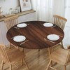 BOXIMIAO Walnut Wood Grain Round Tablecloth with Elastic Edge Table