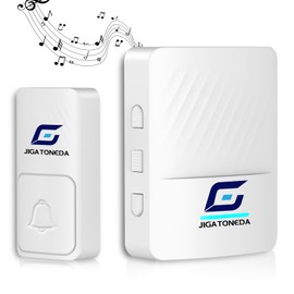 JIGATONEDA Doorbell, Self-Powered Wireless Doorbell Waterproof Cover, No Batteries Required Door Bell Chime, Wireless Doorbells for home 1000ft Range, 4 Volume Level & 50 Chimes, LED Flash & Mute Mode
