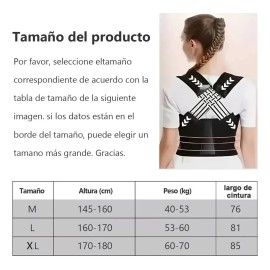 Corrector Postura Ortopédico Lumbar Espalda Ajustable Faja Negro Xl