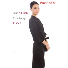 Capa de cliente de salón, bata de peluquería para clientes - estilo kimono, Negro , XL-(Pack of 4)