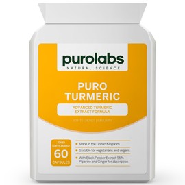 Turmeric and Black Pepper Capsules (High Strength) - 95% Curcumin Extract Tablets with Ginger for Men & Women | 60 Vegan Capsules | Made in The UK by Purolabs
