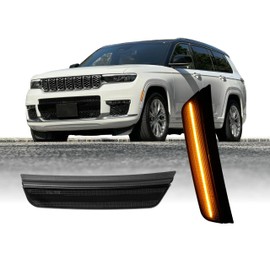 USR 21-25 WK2 SUV Side Marker Light – Front Smoked Parking Lamps (Left + Right) Pair - Compatible with 2021-2025 Jeep Grand Cherokee All Models such as SRT, Overland, Summit (SMOKE LENS w/AMBER LED)