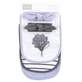 Hudson Baby Unisex Baby Cotton Bib and Headband or Caps Set, Periwinkle, One Size
