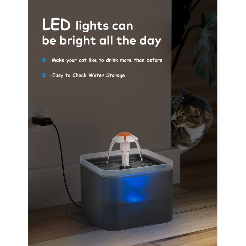 AONBOY Cat Water Fountain with 6 Filters（grey）