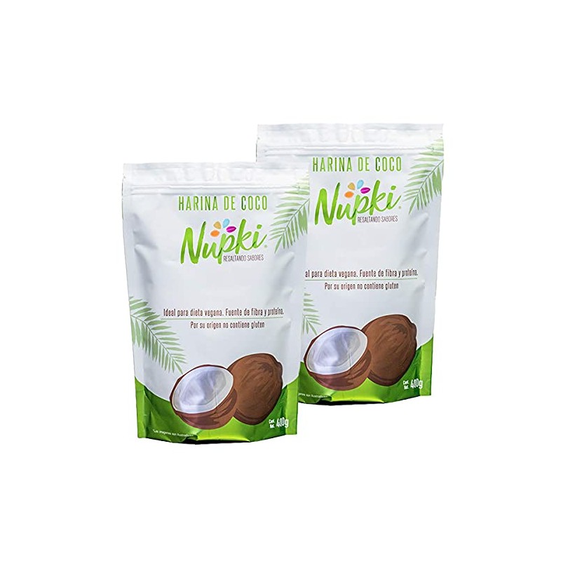 Nupki Harina de Coco orgánica (2 pack 400g c/u.). Ideal