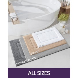 DEXI Bathroom Rug Mat, Ultra Absorbent Soft Bath Rug, Washable Non-Slip Bath Mat for Bathroom Floor, Tub, Shower Room, 36"x24", White