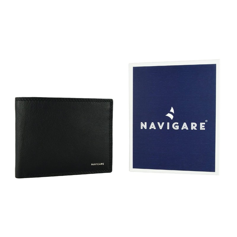 Navigare Men's Genuine Leather Wallet with Gift Box Black and