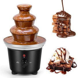 Máquina de fuente de chocolate - Fuente eléctrica de 3 niveles, mini fuente de fondue de chocolate de acero inoxidable para fiestas, queso derretido, 